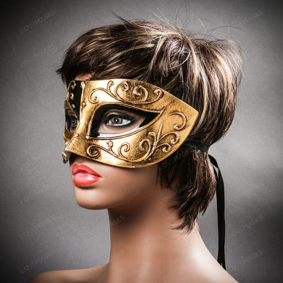 Phantom Of Opera Musical Masquerade Venetian Eye Mask - Black Gold - Picture 10 of 10